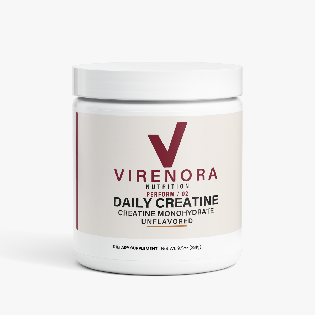 Virenora perform single container with current stacked logo label